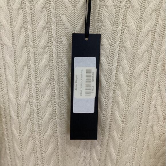 Jenni Kayne Crop Cable Knit Crewneck Sweater In Ivory Size Large - Picture 7 of 11